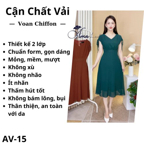 V Neck Flared Midi Dress_AV-15_Amalady Brand