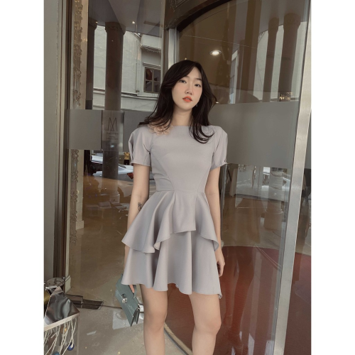 Grey Tiered Mini Dress_FL131.17_FLANE Brand_ชุดเดรสสีเทา