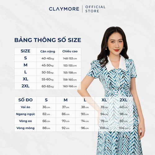 Polka Dots Midi Dress_C0321S06197LV_Claymore Fashion Brand_Đầm chấm bi phối cổ