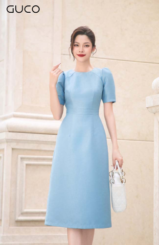 Short Sleeve Midi Dress_4458_GUCO Brand_ชุดเดรสทำงานแขนสั้น