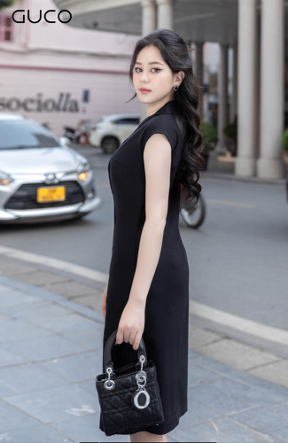 Floral Embroidered V Neck Straight Dress_4260_GUCO Brand_ชุดเดรสปักลายดอกไม้คอบัวสีฟ้าอ่อน