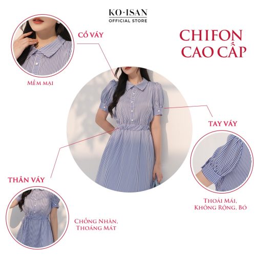 Puff Sleeve House Dress_21056686_KOISAN Brand_ ชุดเดรสผู้หญิงออฟฟิศ ดีไซน์เสื้อเชิ้ตคอปกแบบเยอรมันอันหรูหราและแขนพัฟ