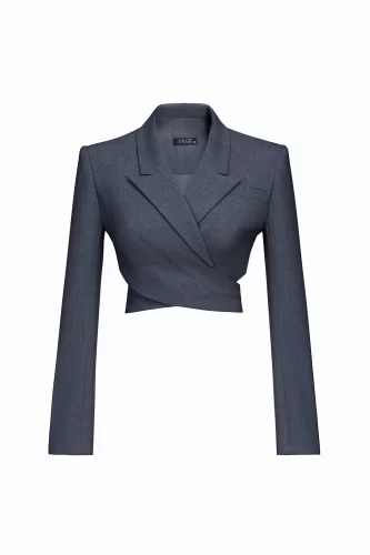 Cloud Gray Crisscrossed Croptop Blazer_LA68.18_L’allée Brand