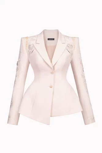 Camel Asymmetrical Lapel Blazer_LA68.16_L’allée Brand