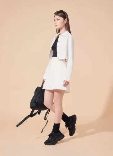 Mara White A Line Skirt_MI100.2_Miki Classic Brand_ชุดเดรสทรงเอ สีขาว MARA