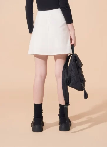 Mara White A Line Skirt_MI100.2_Miki Classic Brand_ชุดเดรสทรงเอ สีขาว MARA