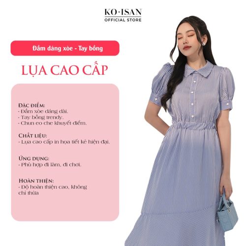 Puff Sleeve House Dress_21056686_KOISAN Brand_ ชุดเดรสผู้หญิงออฟฟิศ ดีไซน์เสื้อเชิ้ตคอปกแบบเยอรมันอันหรูหราและแขนพัฟ