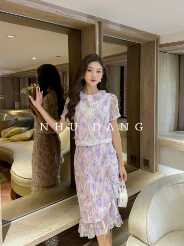 Purple Tuylip Set_Shirt+Skirt_NH112.8_Như Đặng Design Brand_ชุดทิวลิปสีม่วง