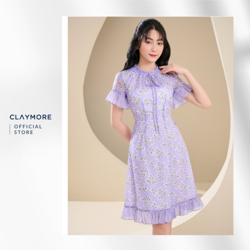 Flared Midi Dress_CDX2S3C02716_Claymore Fashion Brand_Váy Đầm Xòe Ngang Gối