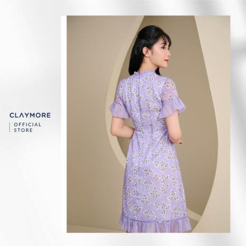 Flared Midi Dress_CDX2S3C02716_Claymore Fashion Brand_Váy Đầm Xòe Ngang Gối