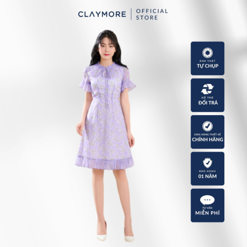 Flared Midi Dress_CDX2S3C02716_Claymore Fashion Brand_Váy Đầm Xòe Ngang Gối