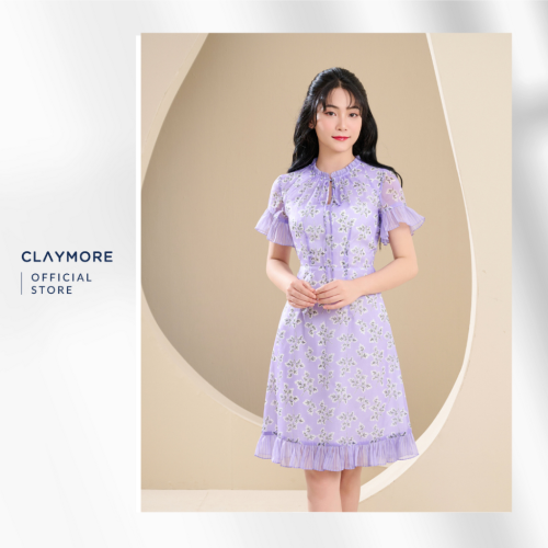 Flared Midi Dress_CDX2S3C02716_Claymore Fashion Brand_Váy Đầm Xòe Ngang Gối