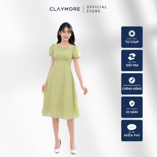 Flared Midi Dress_CDA2S3F02218_Claymore Fashion Brand_Váy Đầm Xòe