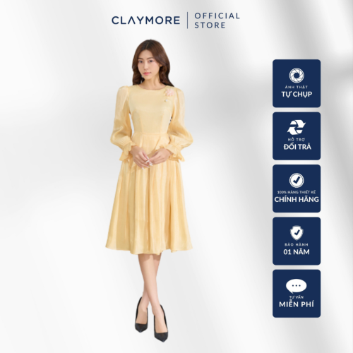 Flower Peplum Dress _CDX2W3F07736_Claymore Fashion Brand_Váy Đầm Peplum Hoa Cuốn