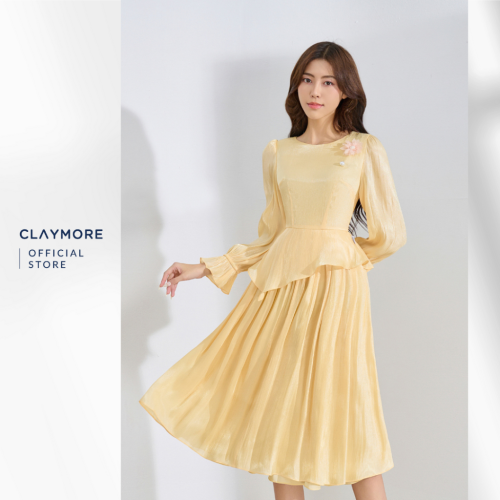 Flower Peplum Dress _CDX2W3F07736_Claymore Fashion Brand_Váy Đầm Peplum Hoa Cuốn