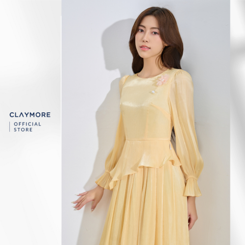 Flower Peplum Dress _CDX2W3F07736_Claymore Fashion Brand_Váy Đầm Peplum Hoa Cuốn