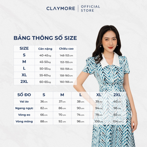 Pattern Midi Dress With Bow Neck_CDA2W3C07735_Brand_Claymore Fashion Váy Đầm Họa Tiết Buộc Nơ Cổ