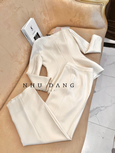 Vest Set_Vest+Pants+Silk Scarf_NH112.2_Như Đặng Design Brand_ชุดเสื้อกั๊กสีครีม มาพร้อมผ้าพันคอไหม