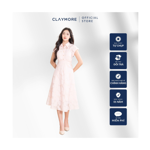 Rose Silk House Dress_CDX2S4C01614_Claymore Fashion Brand_ Đầm sơ mi tơ hoa hồng