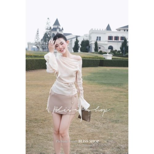 Set_ One Shoulder Top+Skirt_S168_Bliss Brand_Set เสื้อปาดไหล่เอวยางยืด+กระโปรง