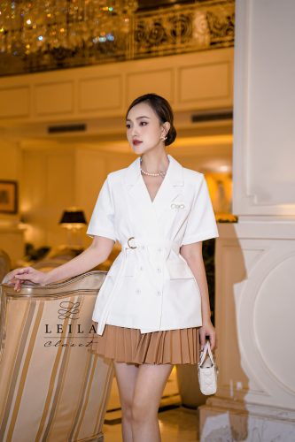 Gina Pleated Skirt _LE14.1_Leila Closet Brand_กระโปรงจีน่า