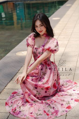 Juny Puff Sleeve Floral Pattern Maxi Dress_LE14.12_Leila Closet Brand_Juny maxi