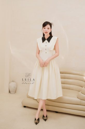 Kira Polo Neck Tie Waist Flared Midi Dress_LE14.14_Leila Closet Brand_Kira dress