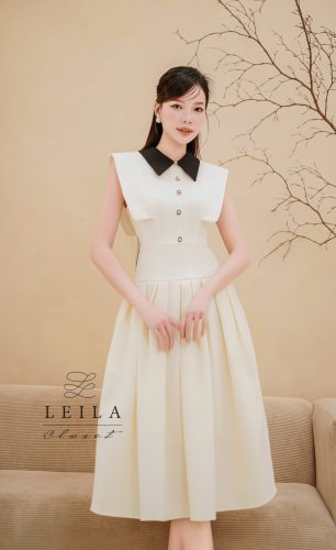 Kira Polo Neck Tie Waist Flared Midi Dress_LE14.14_Leila Closet Brand_Kira dress