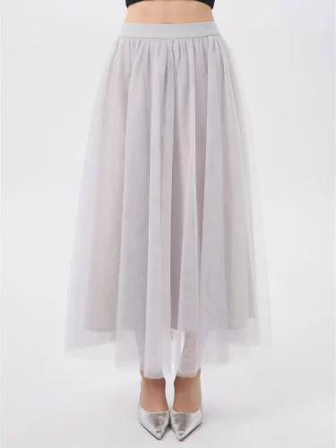 Ladonna Midi Skirt_Ladonna Mesh Long Skirt Cream_082404CR1+082403RE1_RECHIC BRAND_กระโปรงลาดอนน่า