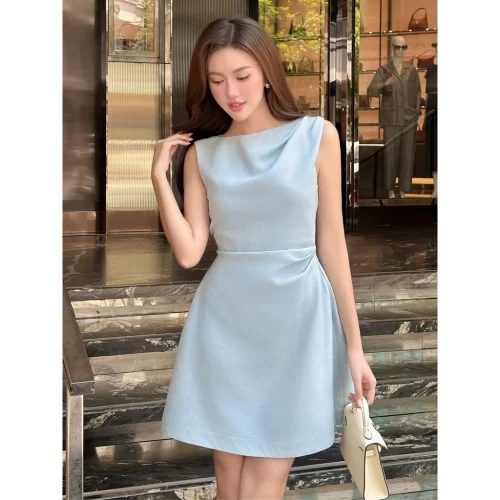 Allan Mini Dress_JO202.31_Joven Brand_มินิเดรส Allan ของผู้หญิงพร้อมซี่โครงบิดบนไหล่ข้างเดียว