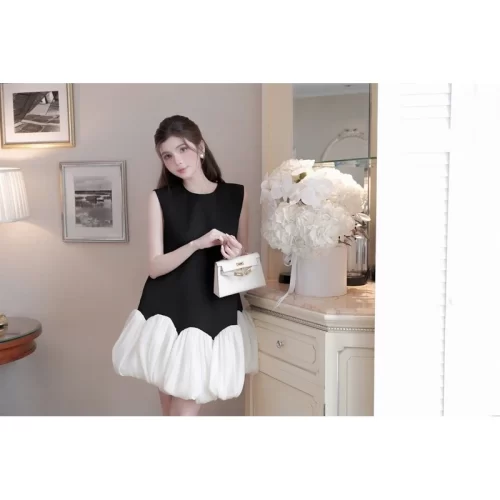 Urine Strapless Dress_CO200.20_Cocobebe Brand_เดรสเบบี้ดอลล์แขนกุดผสมผ้าชีฟอง