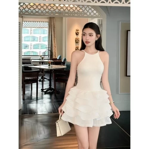 Pilin Tiered Mini Dress_CO200.38_Cocobebe Brand_ชุดเดรสคล้องคอเป็นชั้นๆ