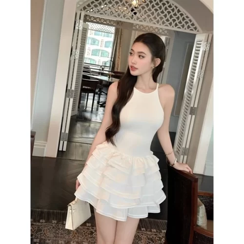 Pilin Tiered Mini Dress_CO200.38_Cocobebe Brand_ชุดเดรสคล้องคอเป็นชั้นๆ