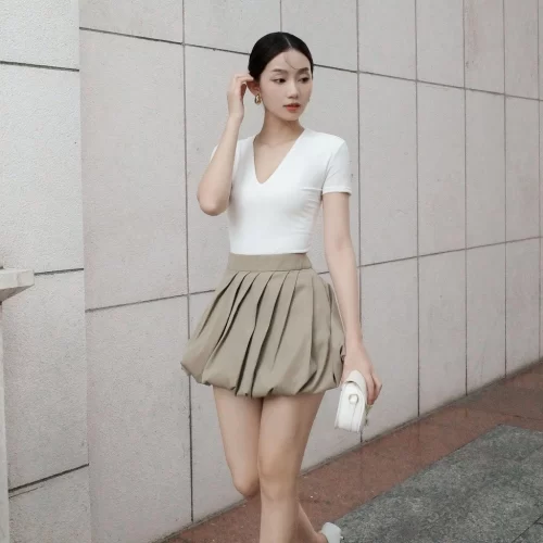 Lula Mini Skirt_JO202.34_Joven Brand_กระโปรง Lula Tung Bi ของผู้หญิงพร้อมกระโปรงจีบเป๋