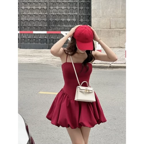 Koise Mini Dress_CO200.42_Cocobebe Brand_ชุดเดรสสควอชพองฟูสายเดี่ยว