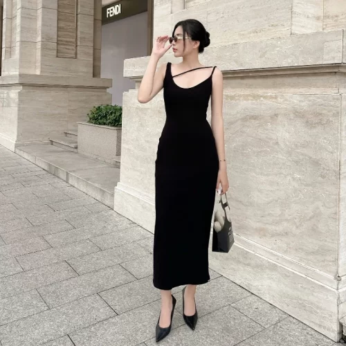 Jive Long Body Dress_JO202.43_Joven Brand_ชุดเดรส Jive สำหรับผู้หญิงพร้อมสายรัดแบบบิด 2 เส้นยางยืดแบบมียาง