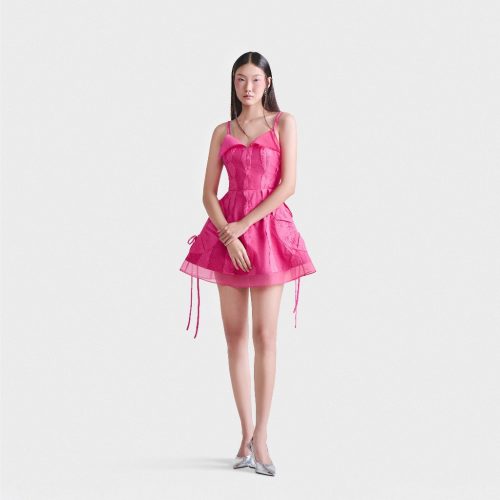 Leaf Whisper Mini Dress_DE37.35_DEAR JOSÉ Brand__เดรสสายเดี่ยวกระโปรงบานคอปกใบไม้