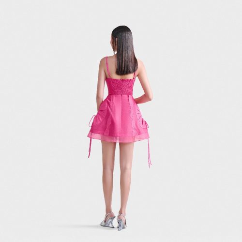 Leaf Whisper Mini Dress_DE37.35_DEAR JOSÉ Brand__เดรสสายเดี่ยวกระโปรงบานคอปกใบไม้