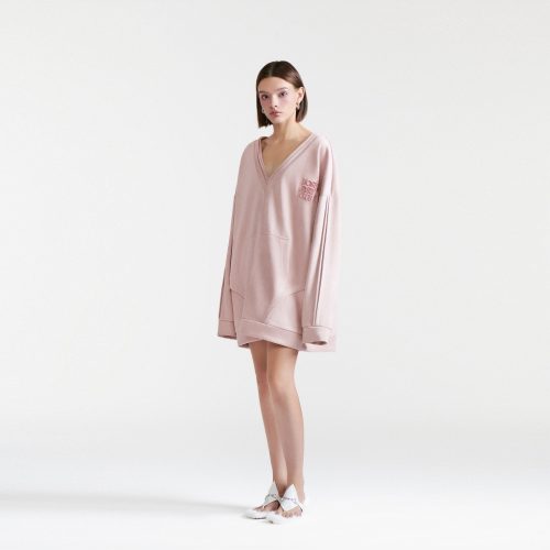 Fantasia Long Sleeve Tunic Straight Dress_DE37.42_DEAR JOSÉ Brand_ชุดเดรสผ้าสักหลาดแขนยาวคอปกเสื้อเชิ้ตสีชมพู