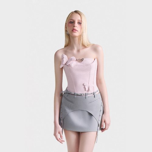 Fontaine Mini Skirt_DE37.54_DEAR JOSÉ Brand_กระโปรง 2 ชั้น มีสายคาด